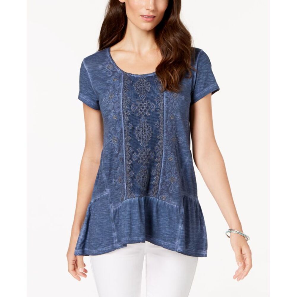 Style & Co Embellished Scoop Neck Top